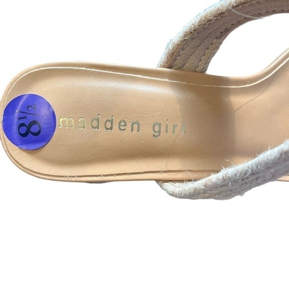 Woven Braided Double Strap Block Heel Sandals in Natural Beige Summer Mules - Picture 5 of 9